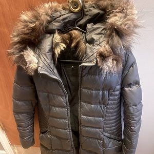 Dawn Levy Grey Down Winter Coat w/ Real Fur Lining
